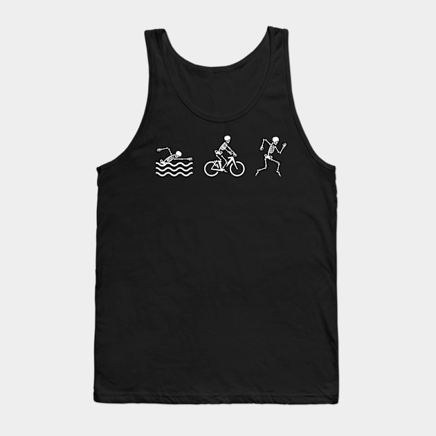 Funny Skeleton Triathlon Triathlete Tank Top by SzarlottaDesigns